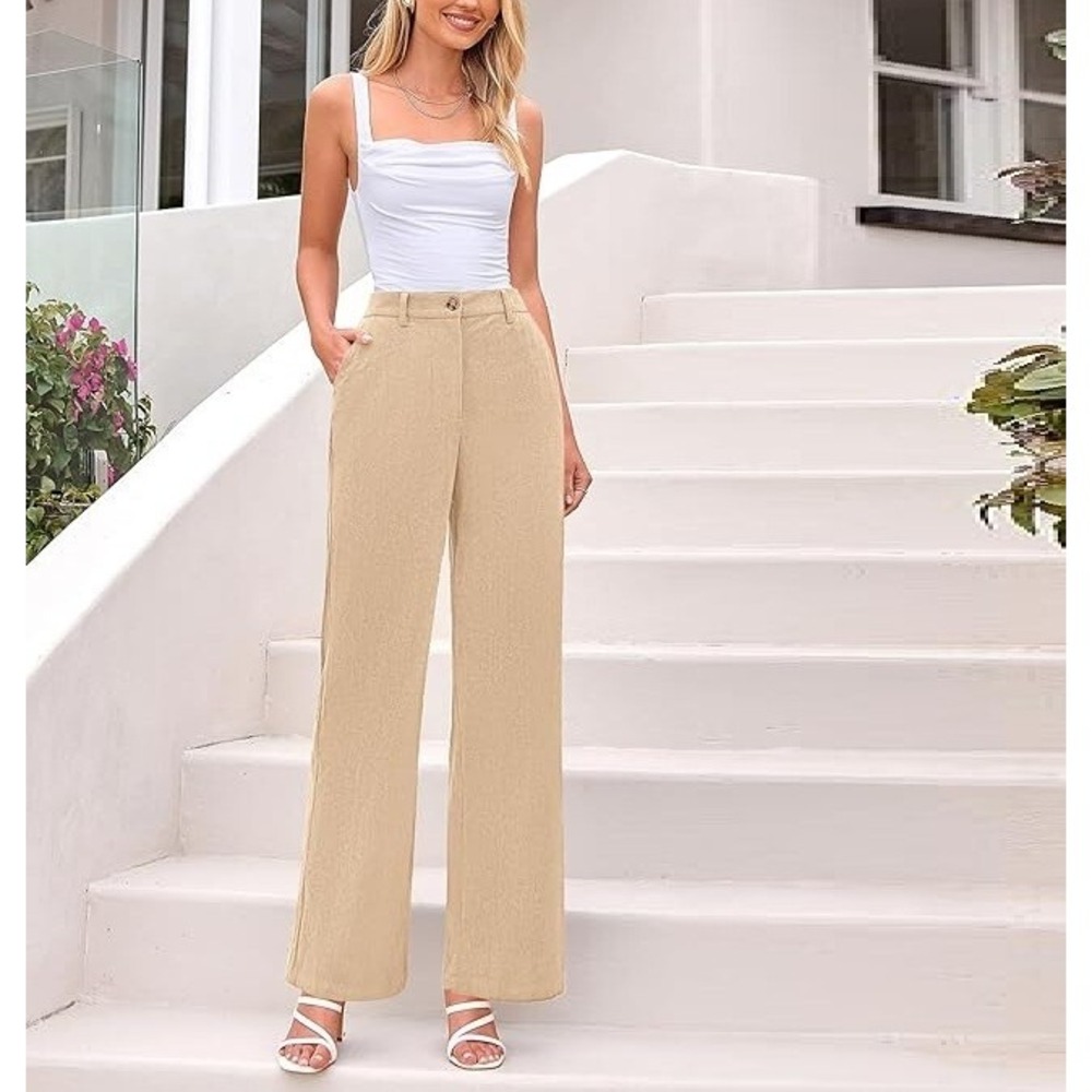 Worthington Women Wide Leg Sweatpants Casual Solid Color Corduroy Work Pants 10 - Picture 1 of 8